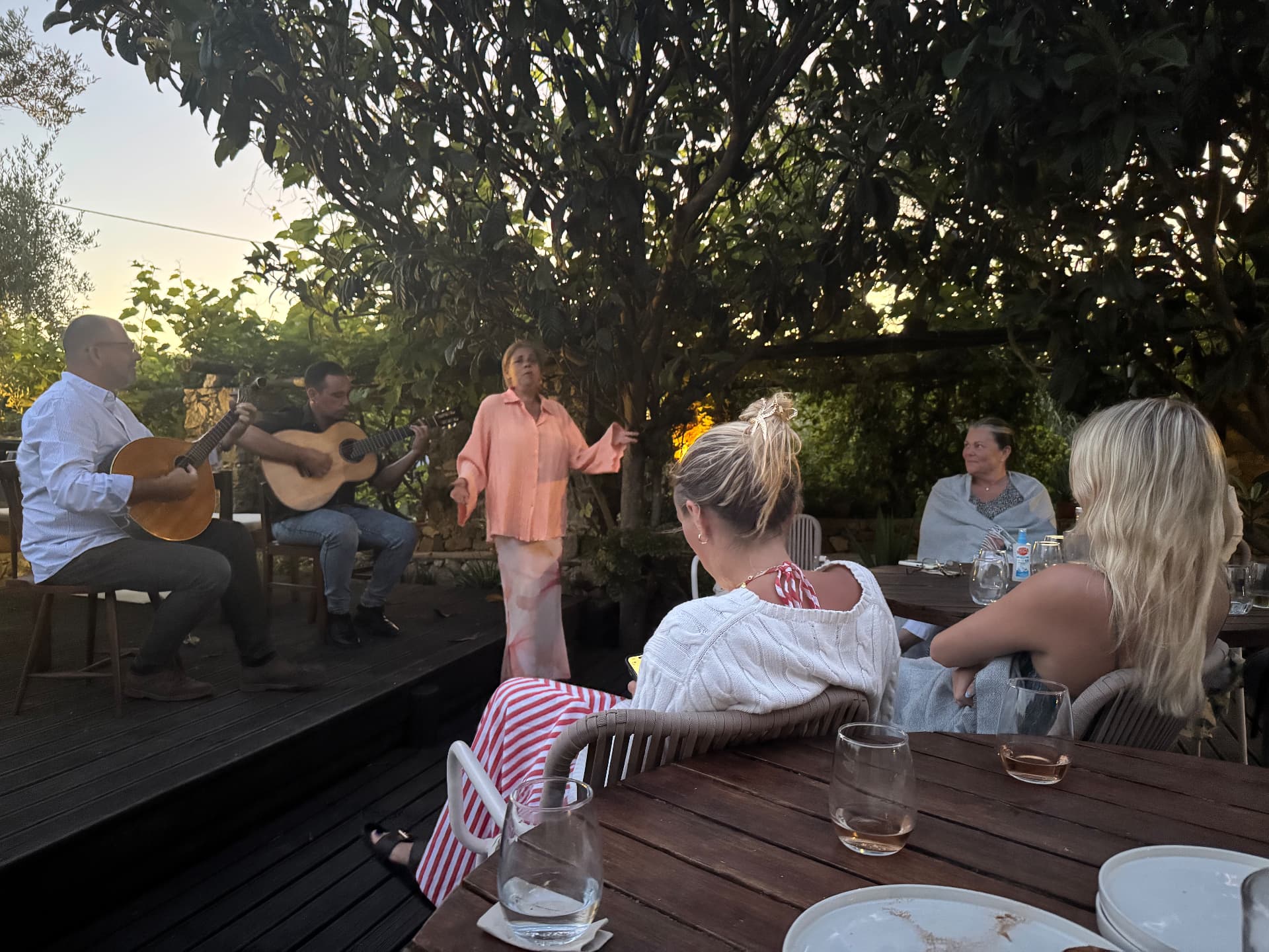 Live Fado performance in the garden at dusk